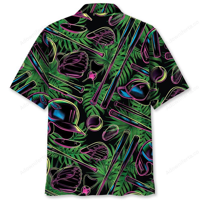 Baseball Neon Tropical Hawaiian Shirt