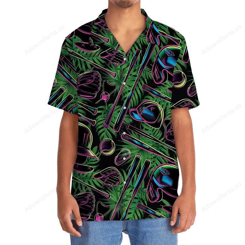 Baseball Neon Tropical Hawaiian Shirt