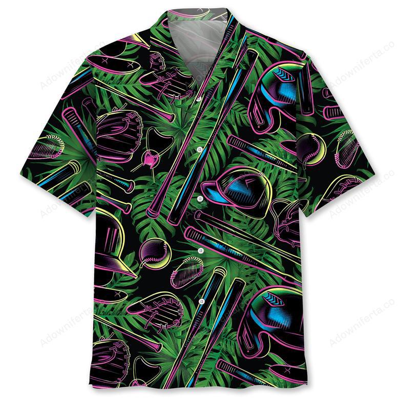 Baseball Neon Tropical Hawaiian Shirt