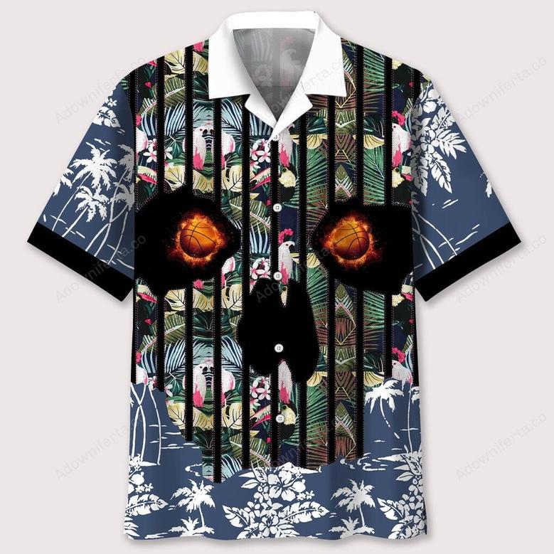 basketball flower skull hawaiian shirt