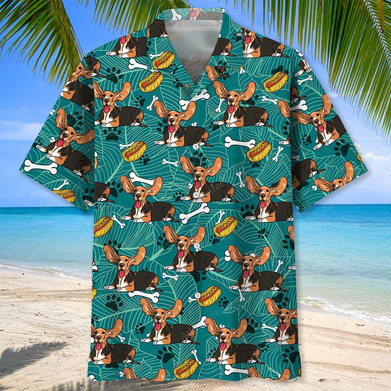 Basset Hound Hotdog Hawaiian Shirt