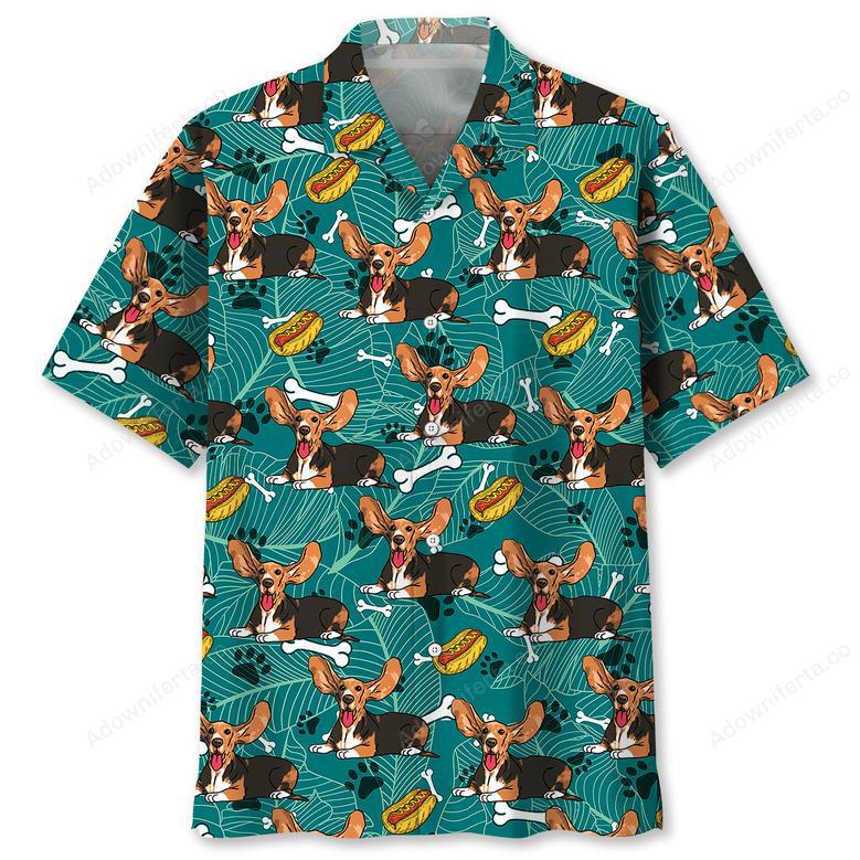 Basset Hound Hotdog Hawaiian Shirt