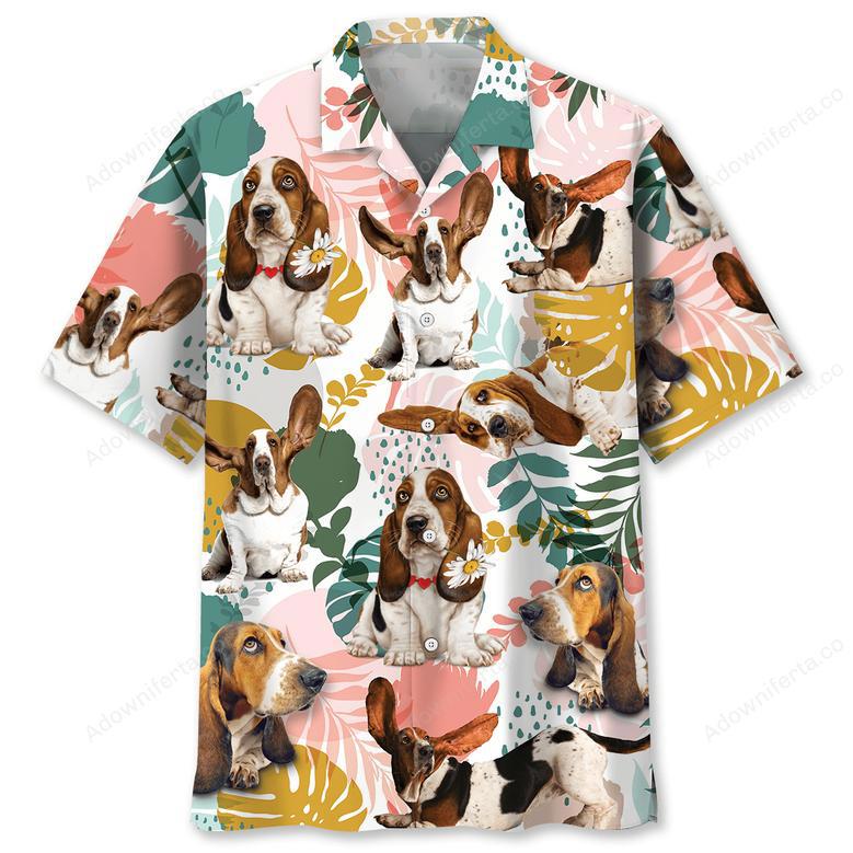 Basset Hound Tropical Hawaiian Shirt