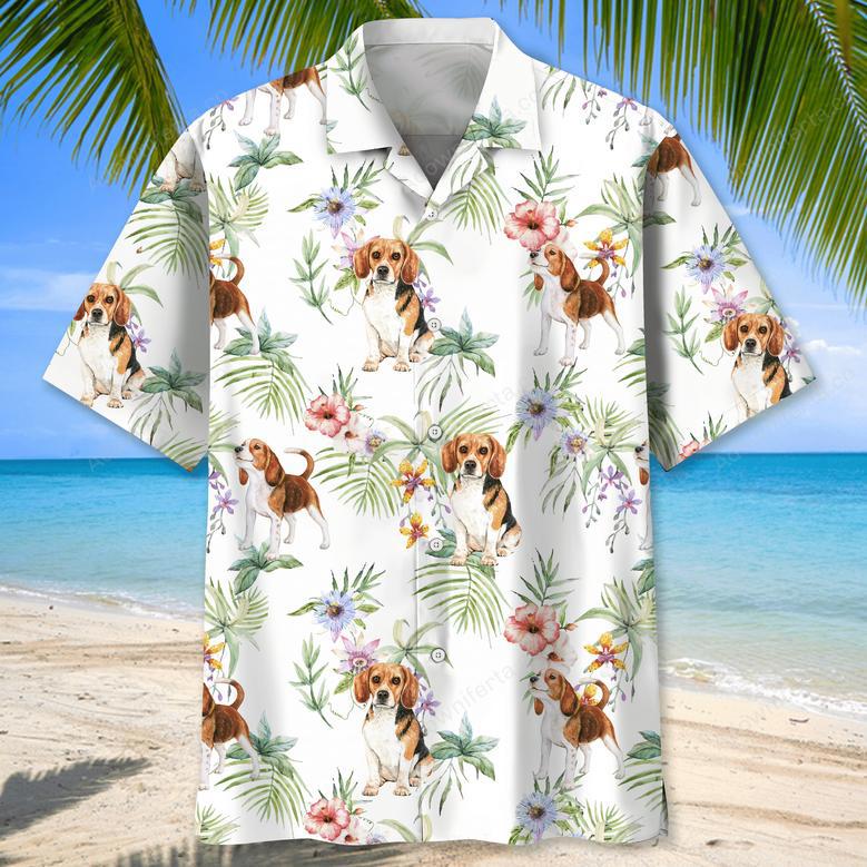 Beagle Tropical Flower Hawaiian Shirt