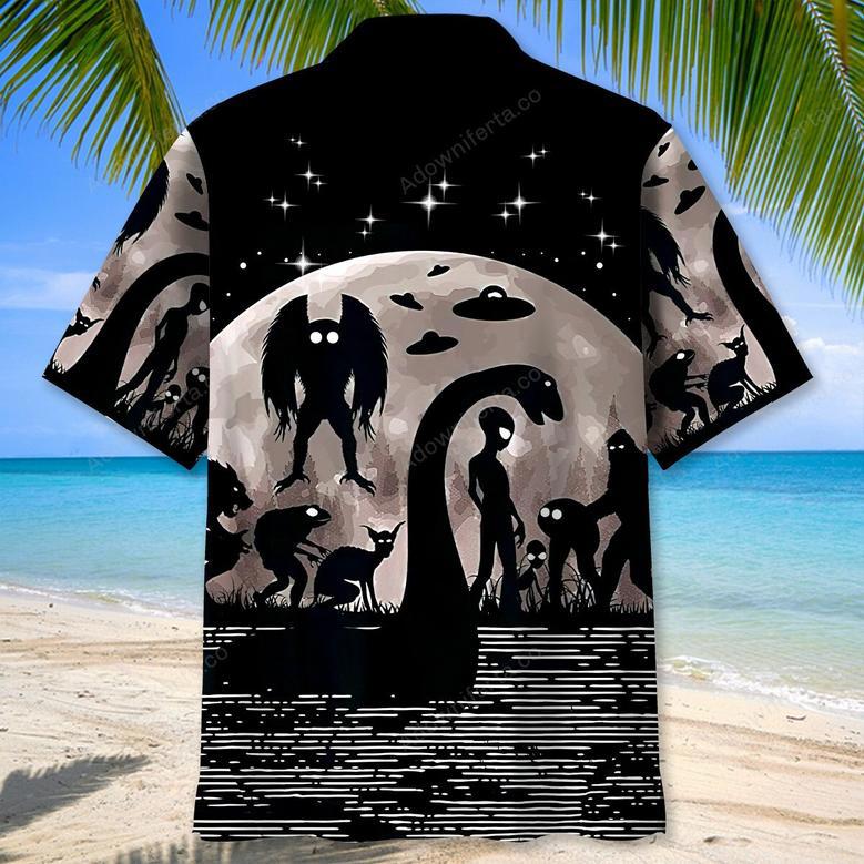 Bigfoot Alien Nessie Night Hawaiian Shirt