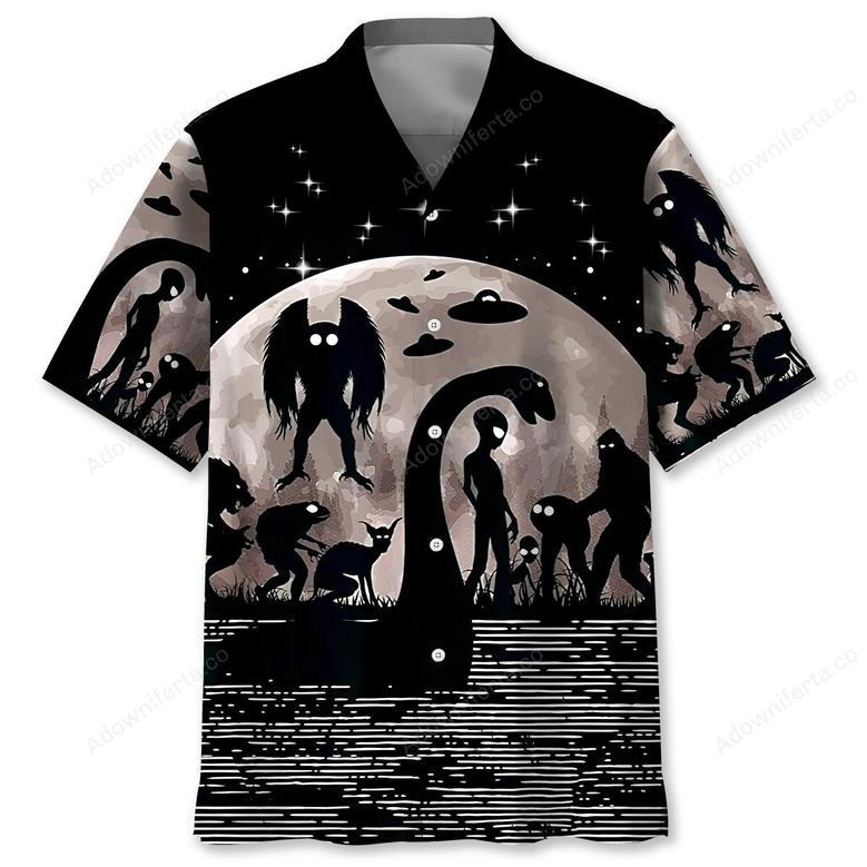 Bigfoot Alien Nessie Night Hawaiian Shirt