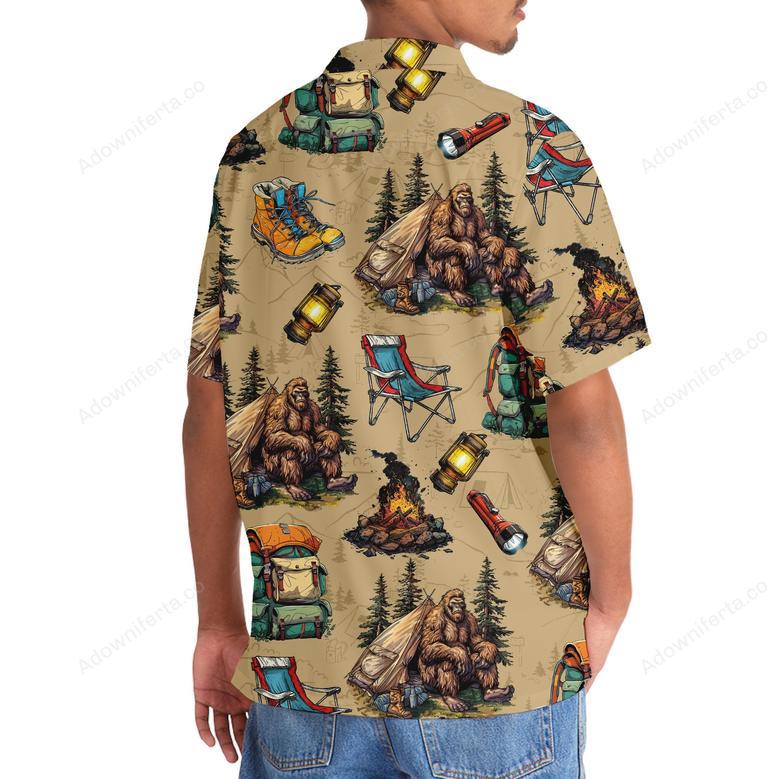 Bigfoot Camping Vintage Hawaiian Shirt