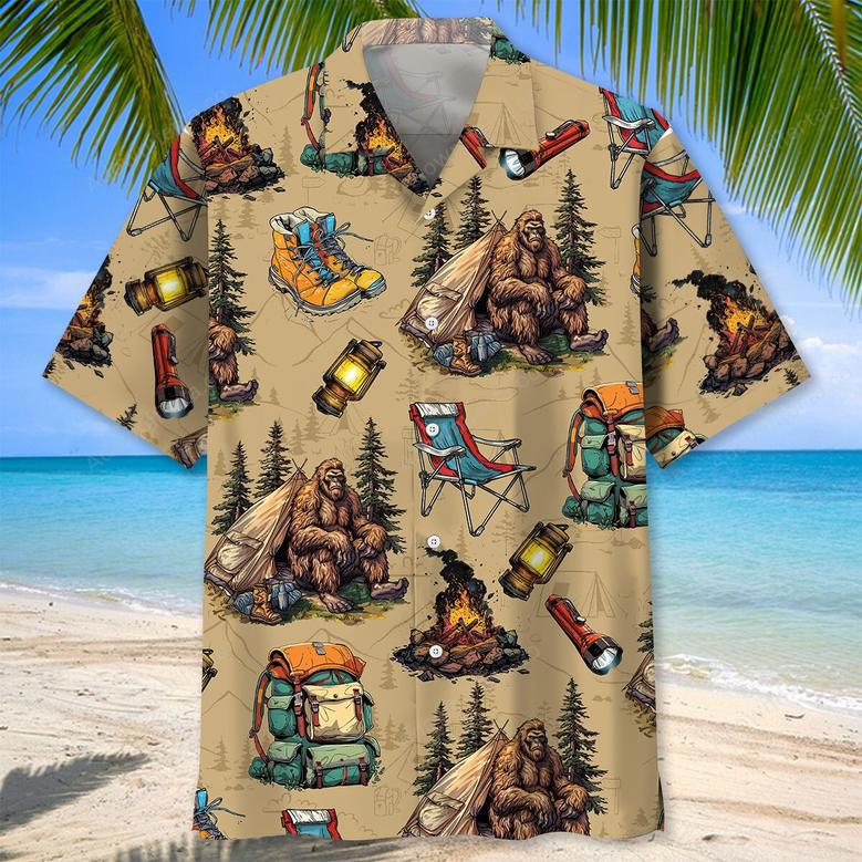 Bigfoot Camping Vintage Hawaiian Shirt