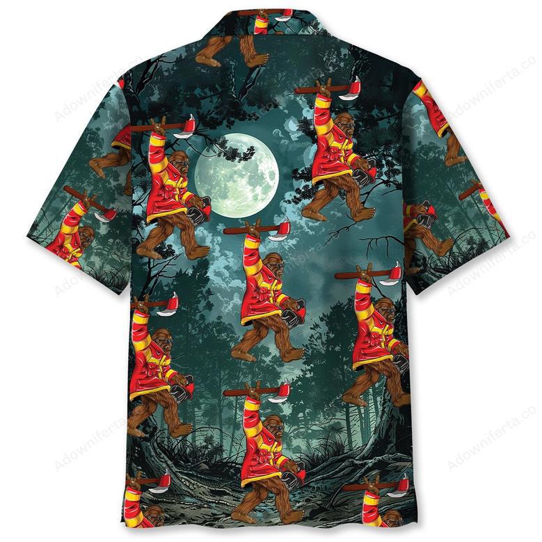 Bigfoot Firefighter Keep The Night Safe Hawaiian Shirt