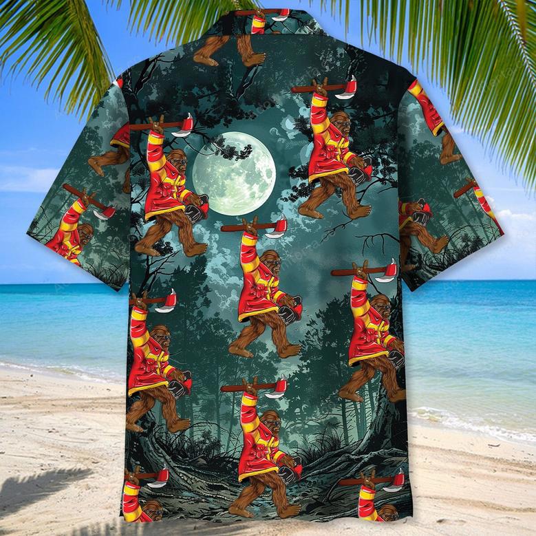 Bigfoot Firefighter Keep The Night Safe Hawaiian Shirt