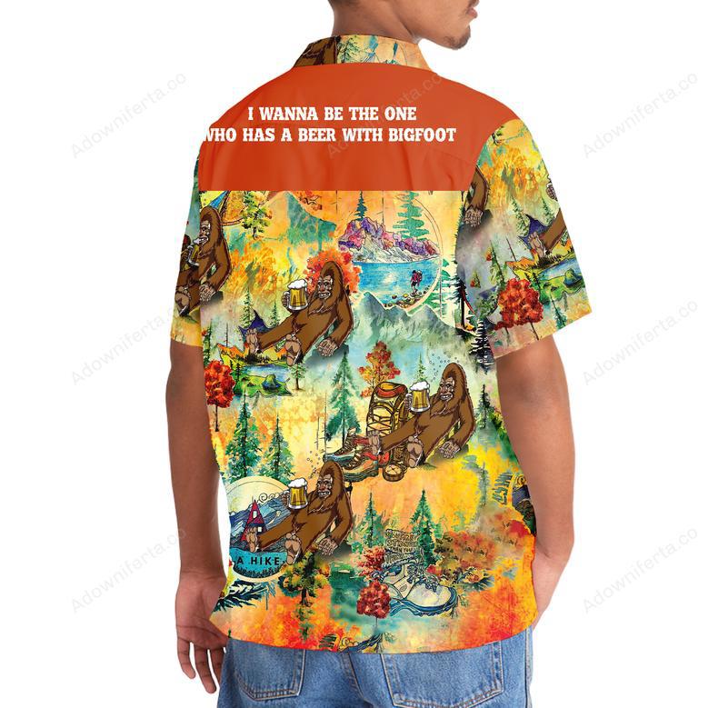 Bigfoot Hiking Funny Hawaiian Shirt