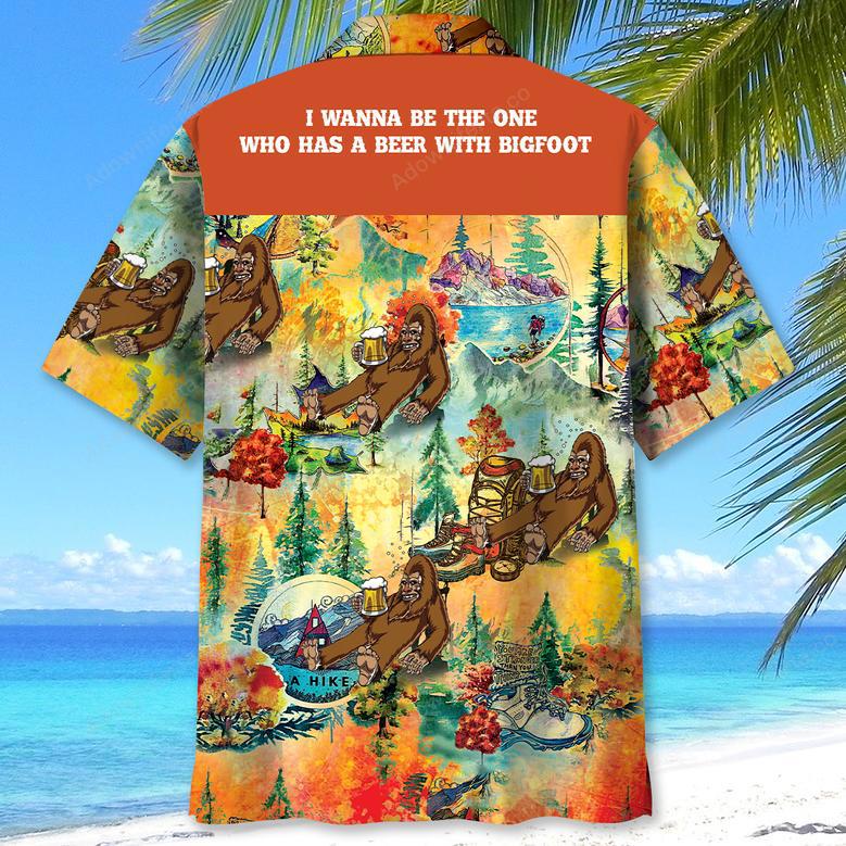 Bigfoot Hiking Funny Hawaiian Shirt