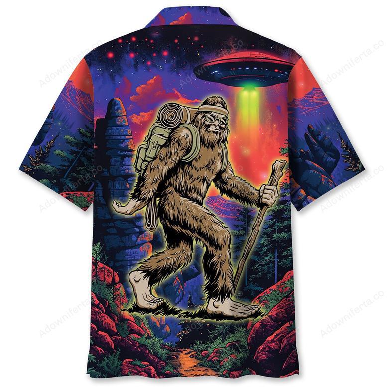 Bigfoot Hiking Night Hawaiian Shirt