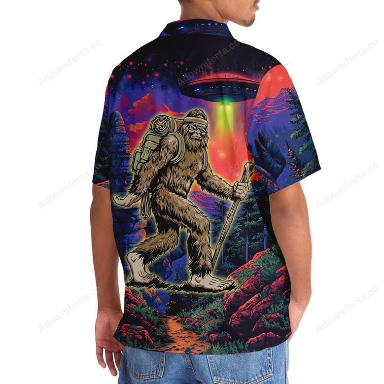 Bigfoot Hiking Night Hawaiian Shirt