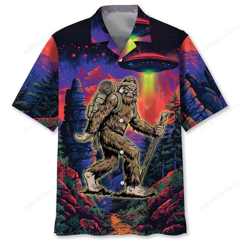 Bigfoot Hiking Night Hawaiian Shirt