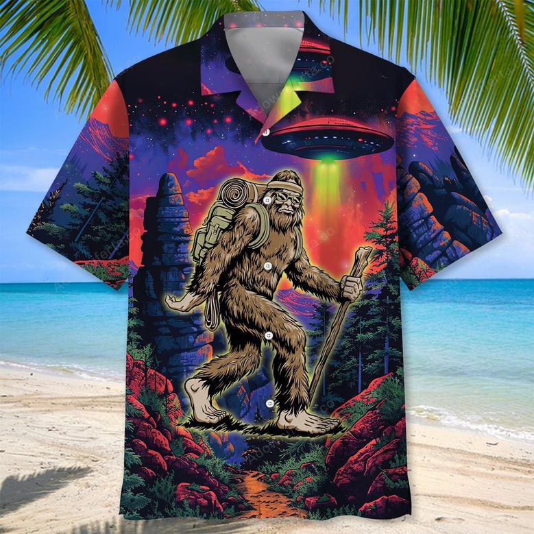 Bigfoot Hiking Night Hawaiian Shirt