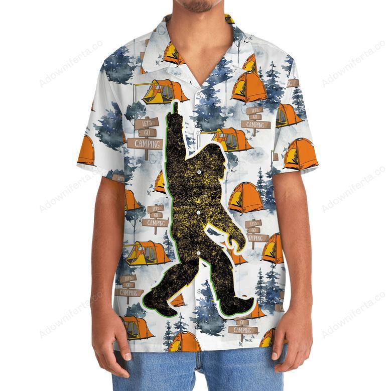 Bigfoot Let's Go Camping Hawaiian Shirt