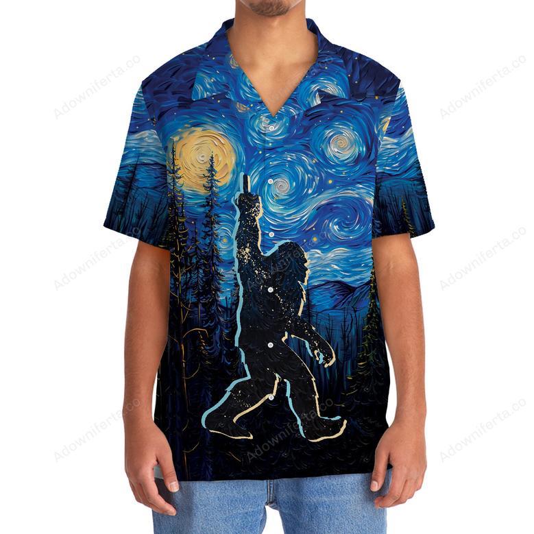 Bigfoot Mystery Starry Night Hawaiian Shirt