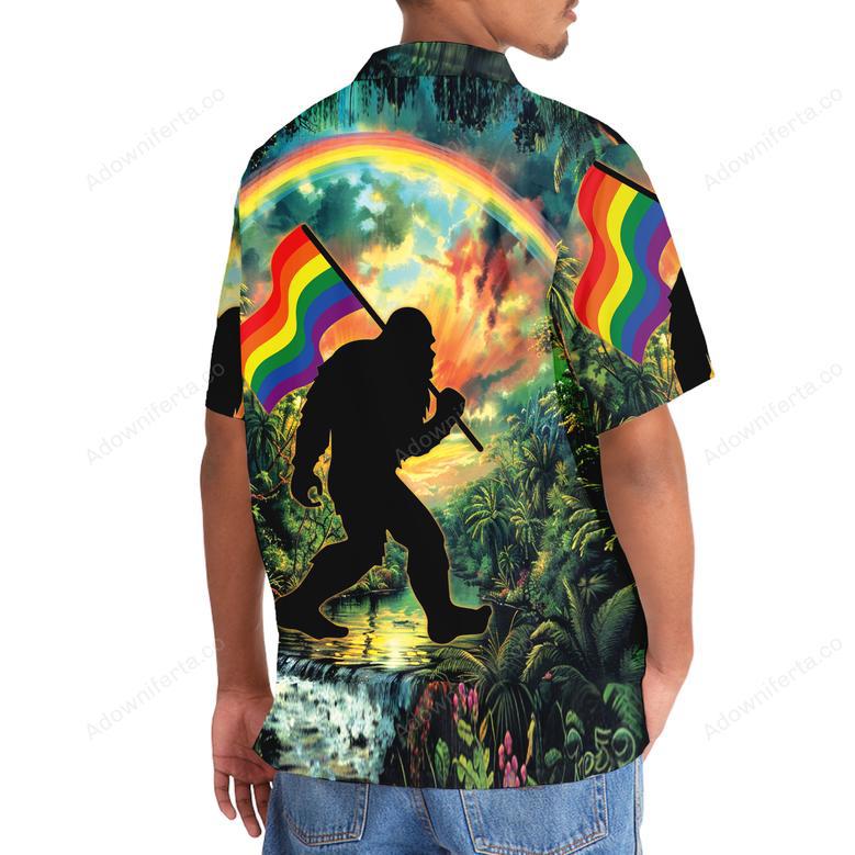 Bigfoot Pride Flag Hawaiian Shirt