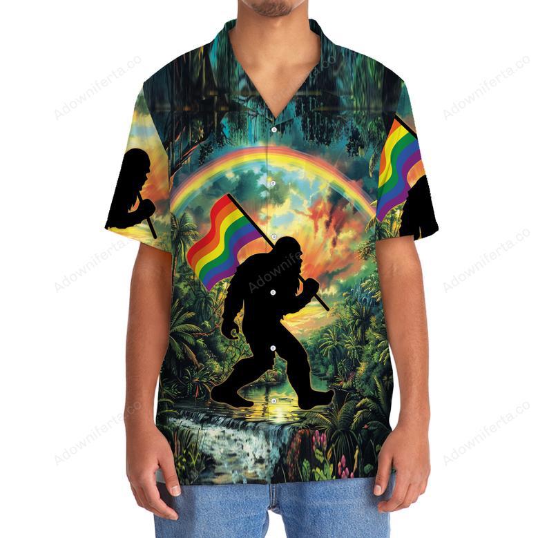 Bigfoot Pride Flag Hawaiian Shirt