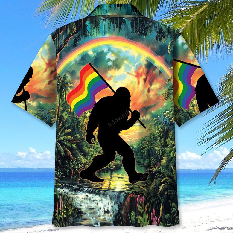 Bigfoot Pride Flag Hawaiian Shirt