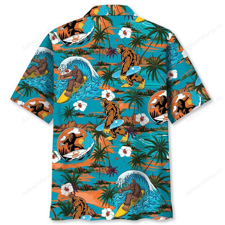 Bigfoot Surfing Hawaiian Shirt