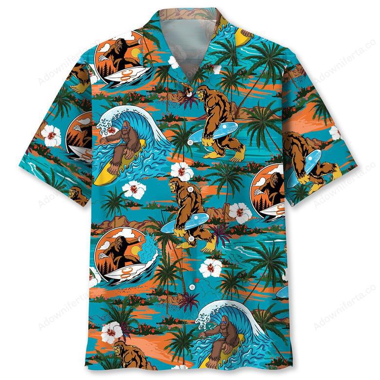 Bigfoot Surfing Hawaiian Shirt