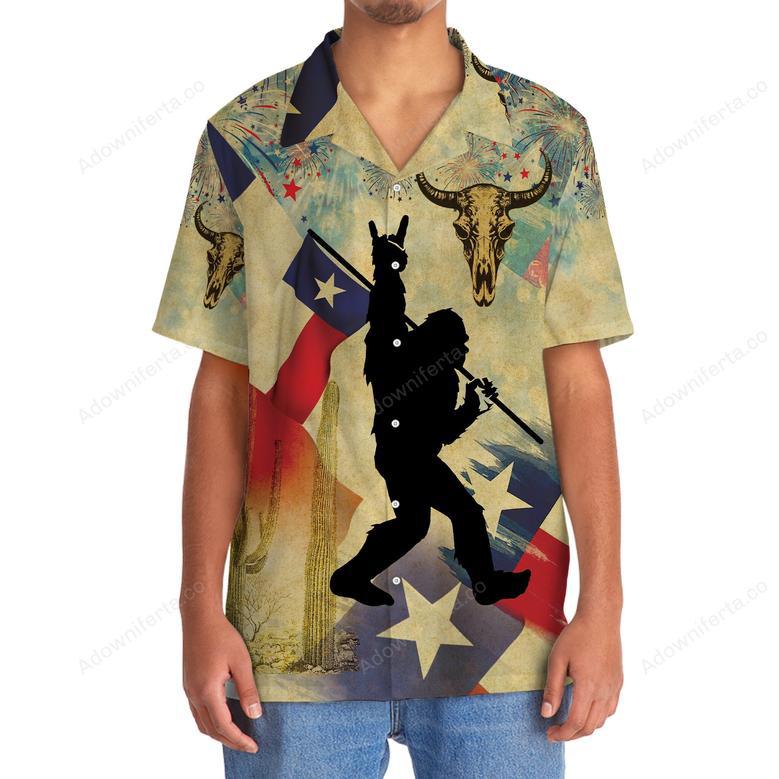 Bigfoot Texas Happy July Vintage Hawaiian Shirt