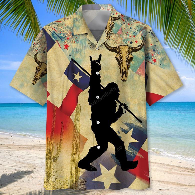 Bigfoot Texas Happy July Vintage Hawaiian Shirt