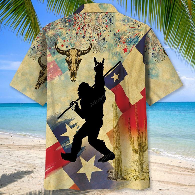 Bigfoot Texas Happy July Vintage Hawaiian Shirt