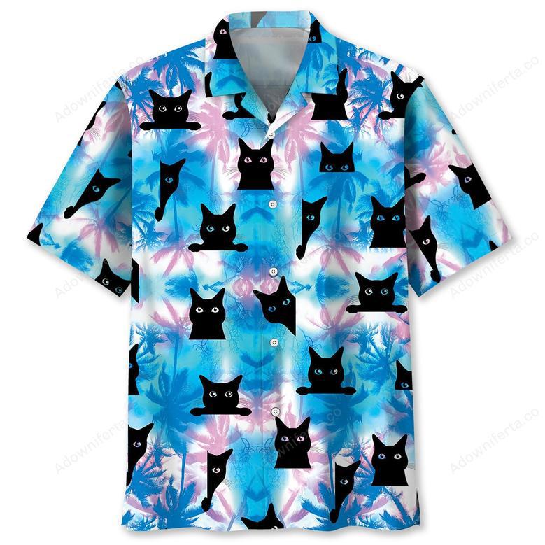 Black Cat Blue Hawaiian Shirt