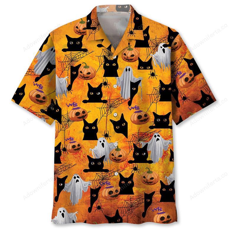 Black Cat Boo Halloween Hawaiian Shirt