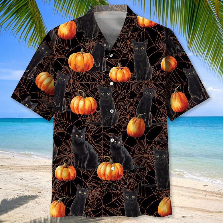 Black Cat Pumpkin Halloween Hawaiian Shirt