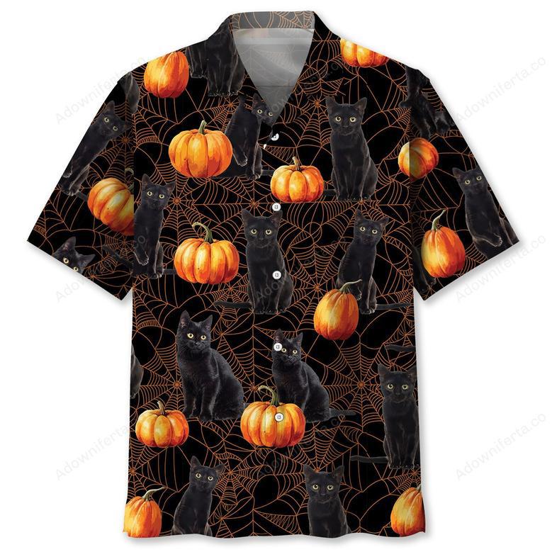 Black Cat Pumpkin Halloween Hawaiian Shirt