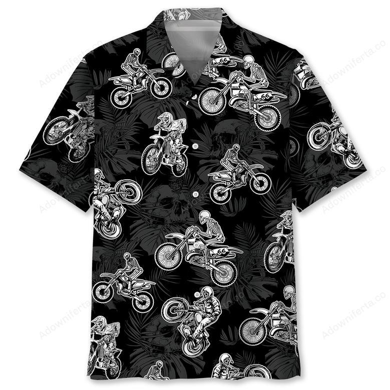 Black Dirt Bike Racing Hawaiian Shirt Men