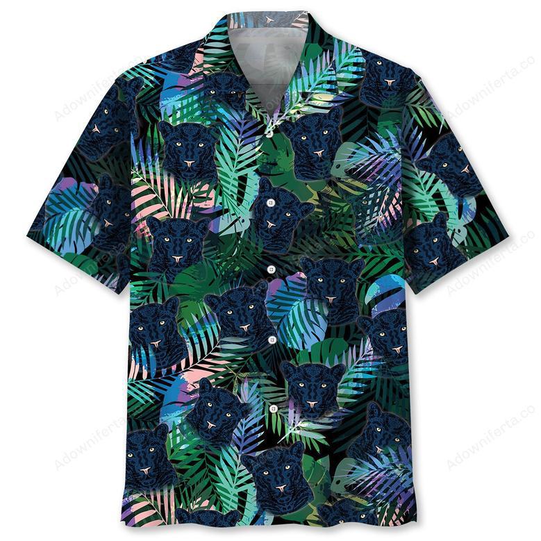 Black Leopard Tropical Hawaiian Shirt