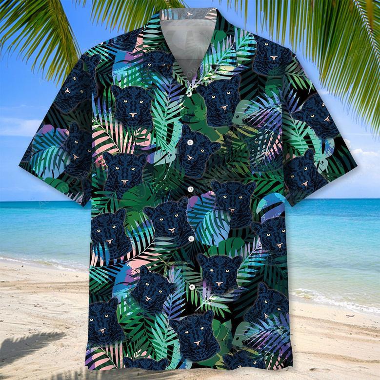 Black Leopard Tropical Hawaiian Shirt