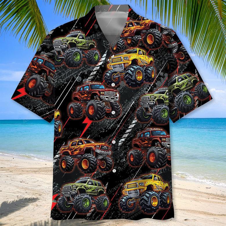 Black Monster Truck Hawaiian Shirt