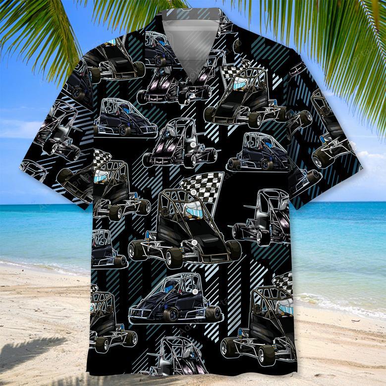 Black Quarter Midget Race Car Hawaiian Shirt