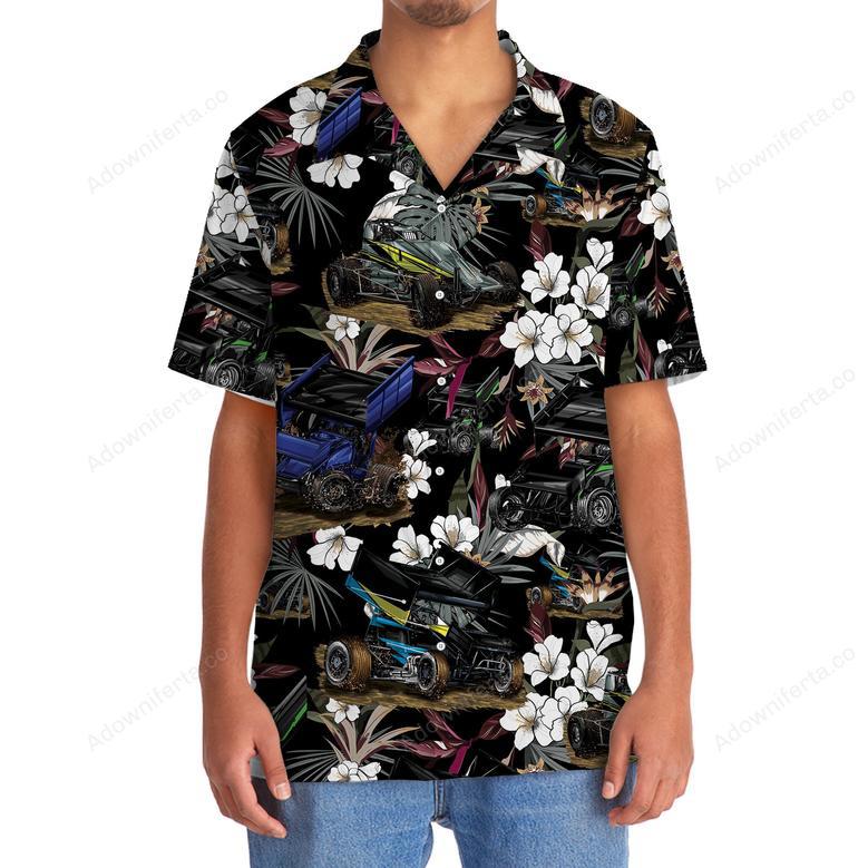 Black Sprint Car Racing Hawaiian Shirt