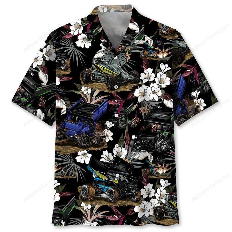 Black Sprint Car Racing Hawaiian Shirt