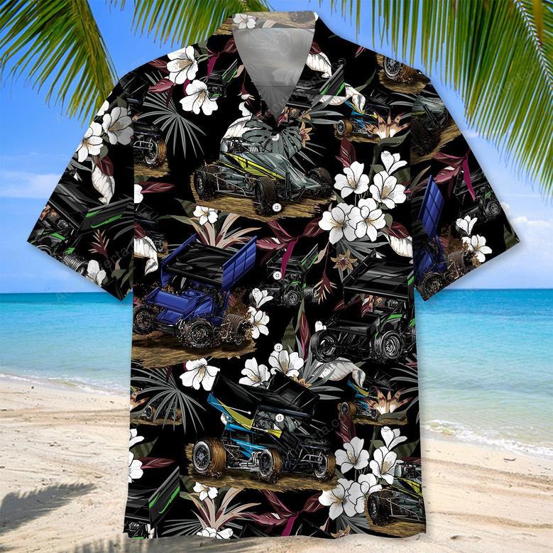 Black Sprint Car Racing Hawaiian Shirt