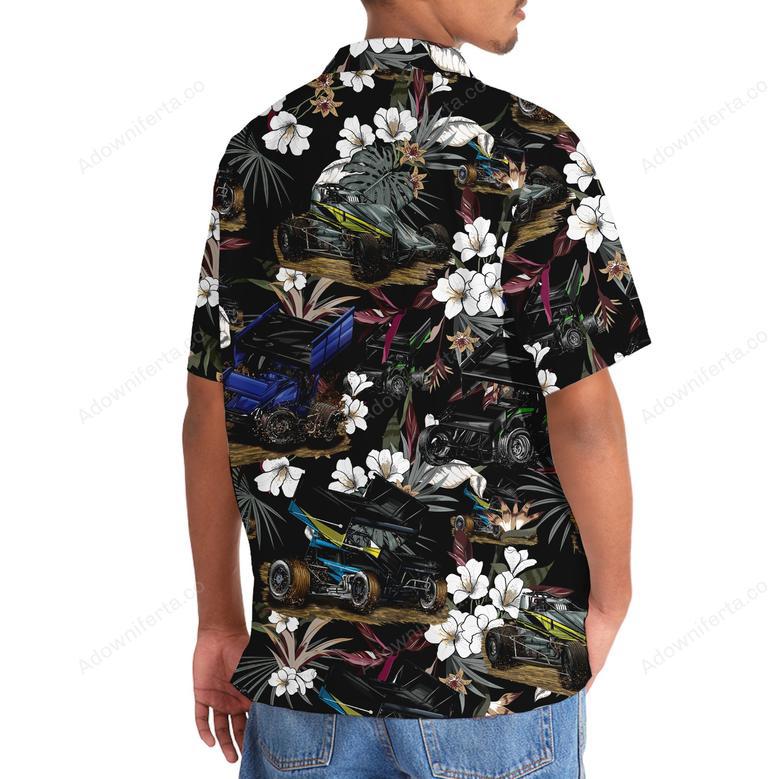 Black Sprint Car Racing Hawaiian Shirt