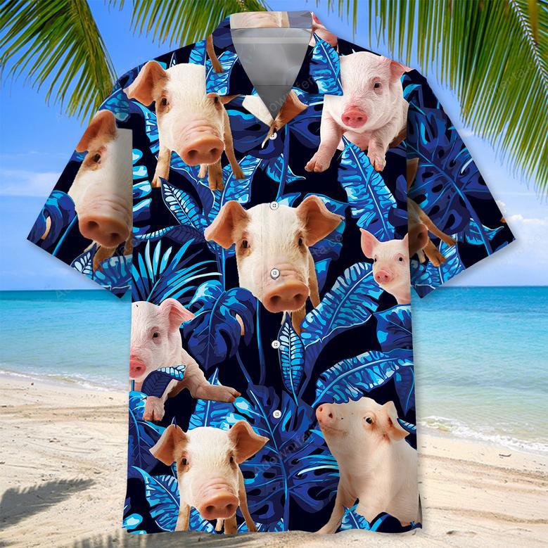 Blue Pig Hawaiian Shirt Men