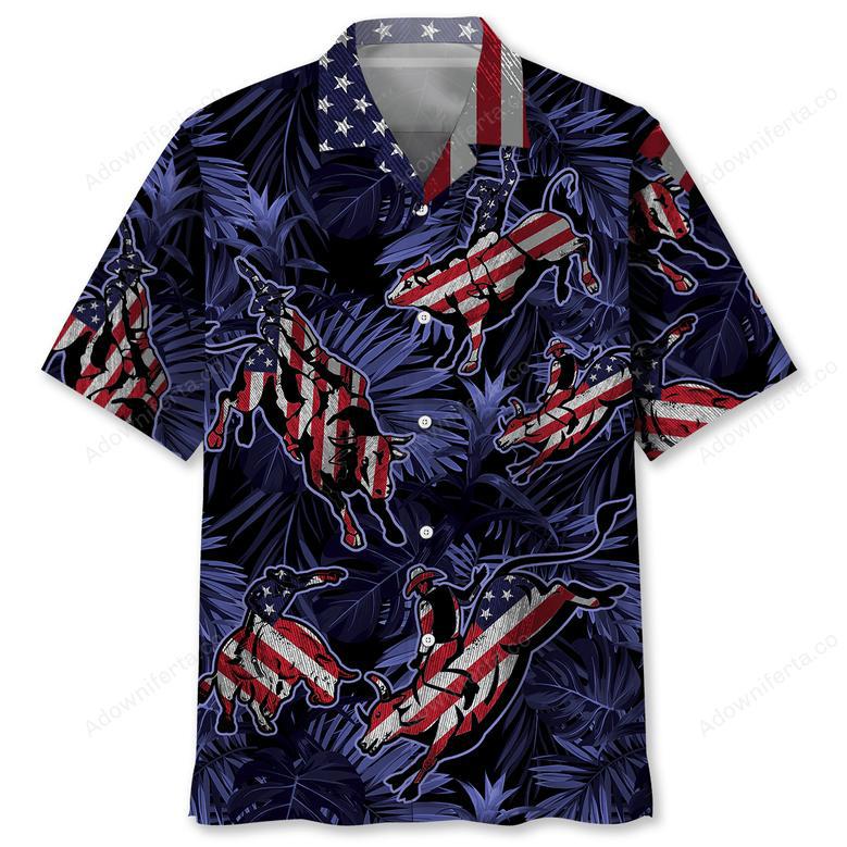 Bull Riding Tropical Hawaiian Shirt