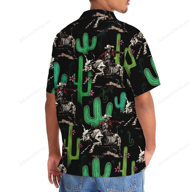 Cactus Cowboy Riding Bull Hawaiian Shirt