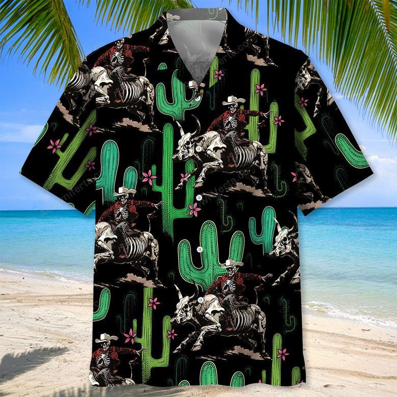 Cactus Cowboy Riding Bull Hawaiian Shirt