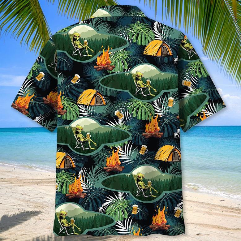 Camping Alien Chillin' Beer Hawaiian Shirt