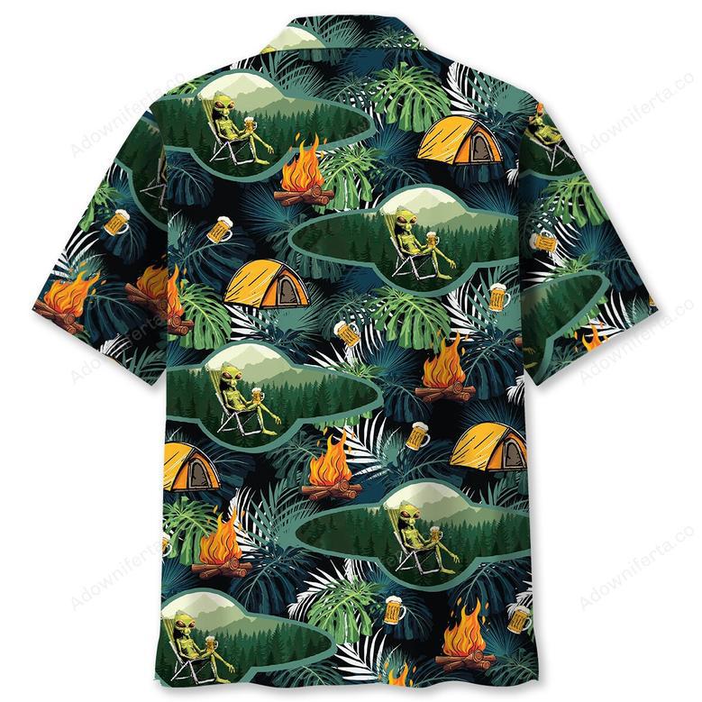 Camping Alien Chillin' Beer Hawaiian Shirt