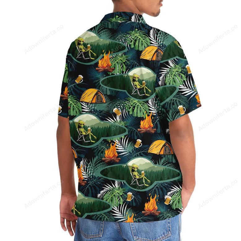 Camping Alien Chillin' Beer Hawaiian Shirt